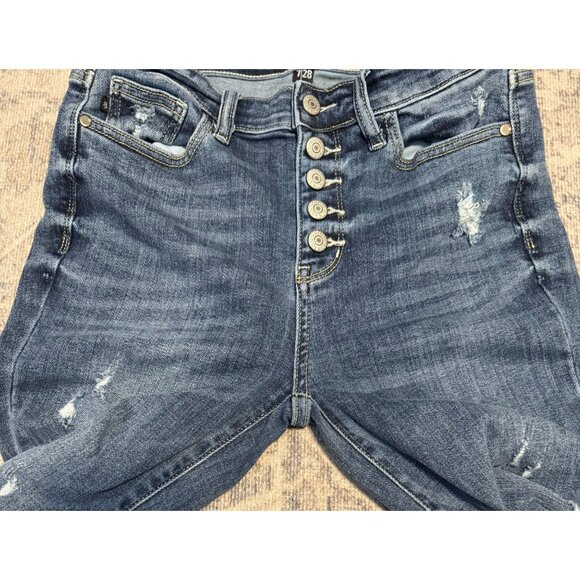 Judy Blue Mid Rise Trouser Flare Button Fly Jeans Size 7/28 Medium Wash Denim - Picture 5 of 10